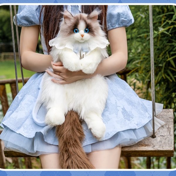 009 Stuffed Realistic Ragdoll Cat Plush Backpack Gift for Women--C-0001